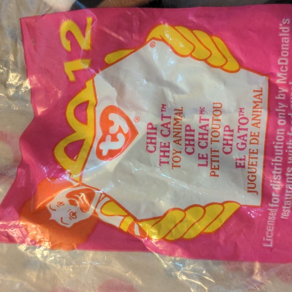 Sealed Ty Mc Donalds Studded Toy Animal Vintage 1999 Chip The Cat - Picture 2 of 6
